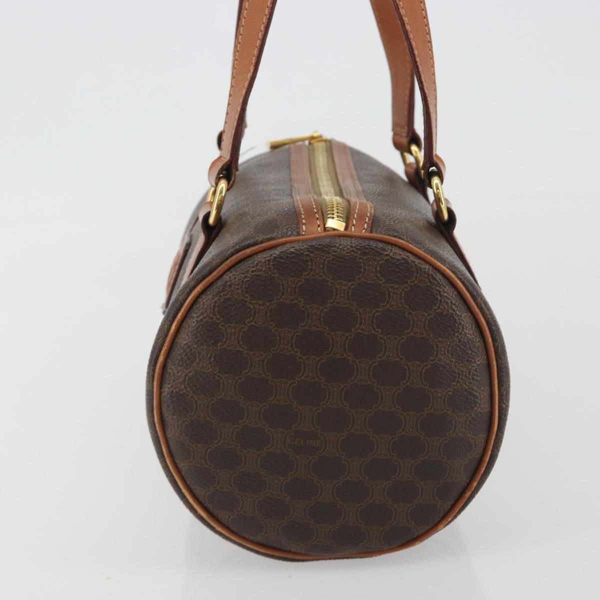 CELINE Macadam Canvas Hand Bag PVC Leather Brown Gold Auth ep15503A