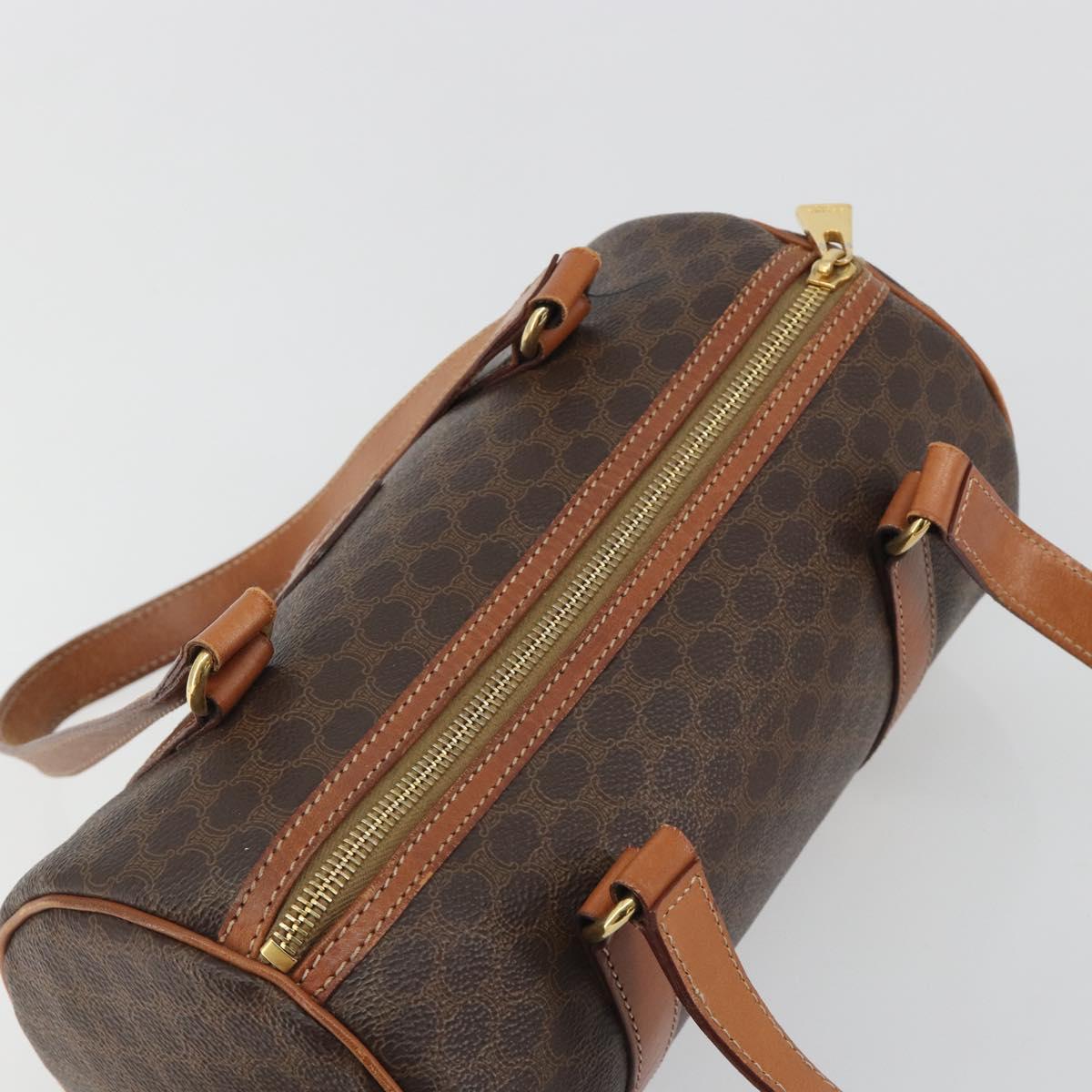 CELINE Macadam Canvas Hand Bag PVC Leather Brown Gold Auth ep15503A