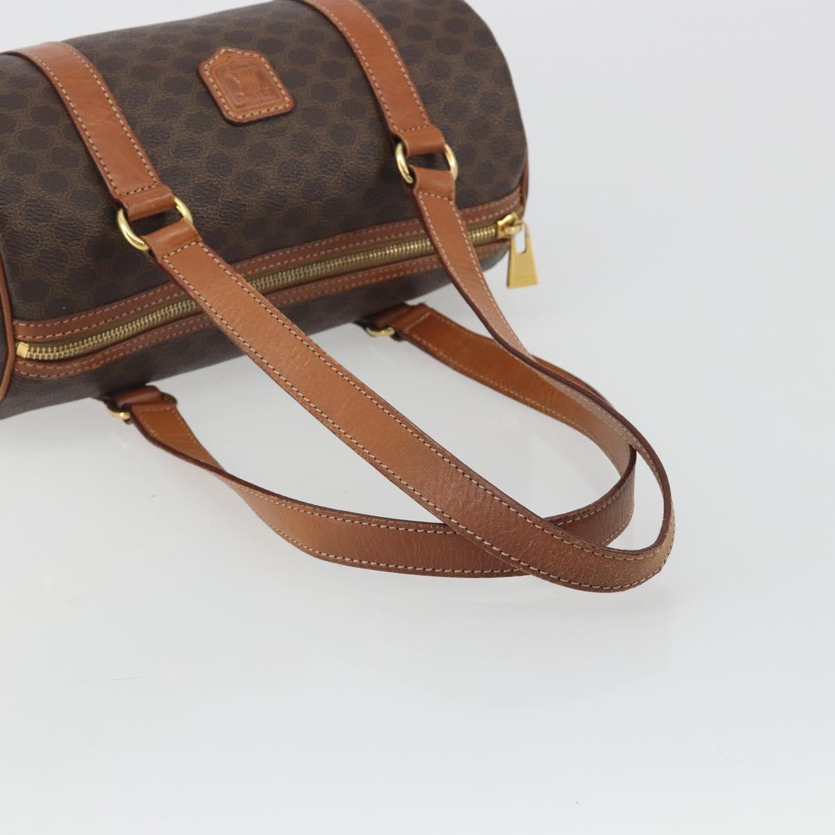 CELINE Macadam Canvas Hand Bag PVC Leather Brown Gold Auth ep15503A