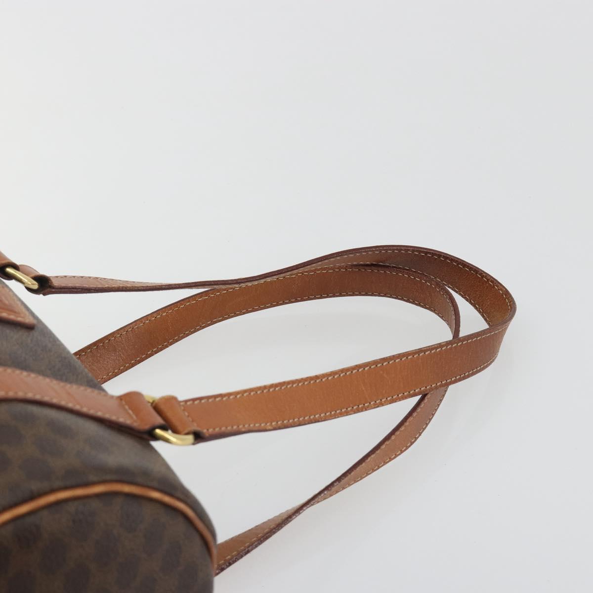 CELINE Macadam Canvas Hand Bag PVC Leather Brown Gold Auth ep15503A