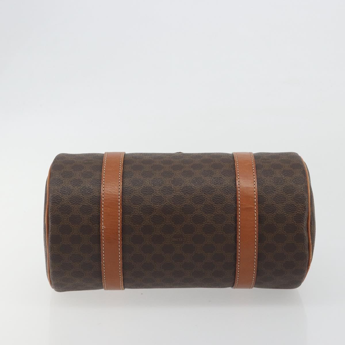 CELINE Macadam Canvas Hand Bag PVC Leather Brown Gold Auth ep15503A