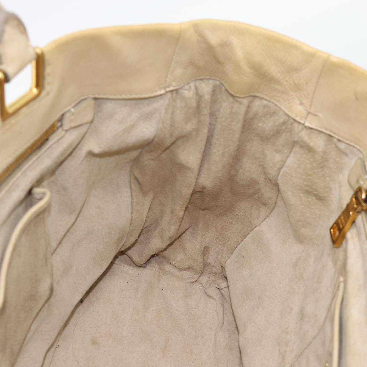PRADA Hand Bag Leather 2way Beige Gold Auth ep15506