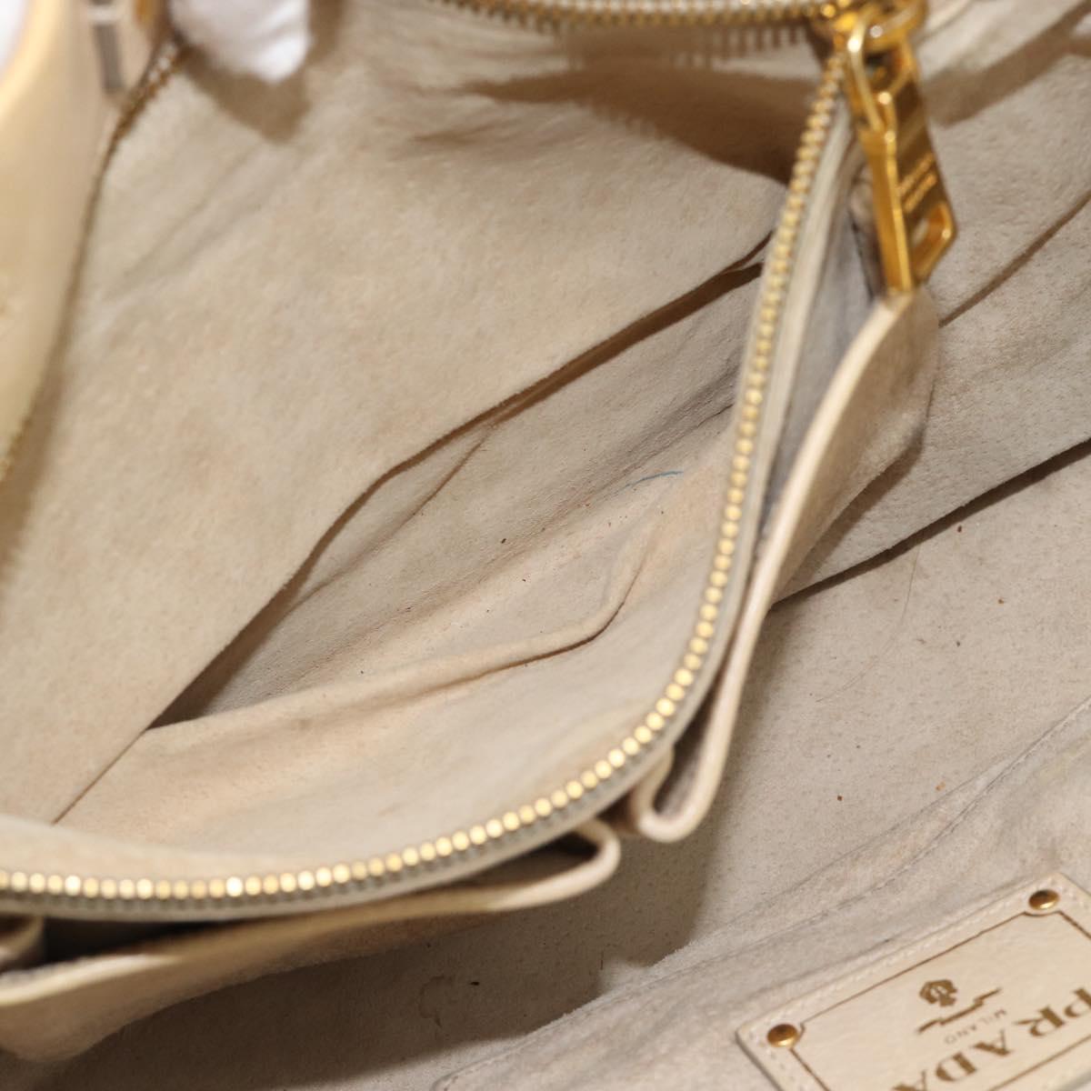PRADA Hand Bag Leather 2way Beige Gold Auth ep15506