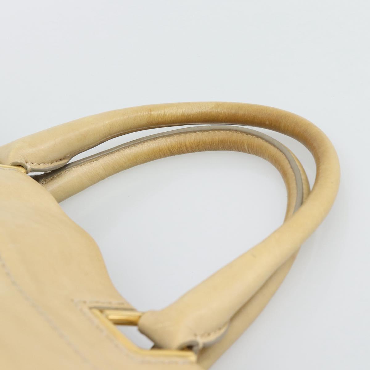 PRADA Hand Bag Leather 2way Beige Gold Auth ep15506