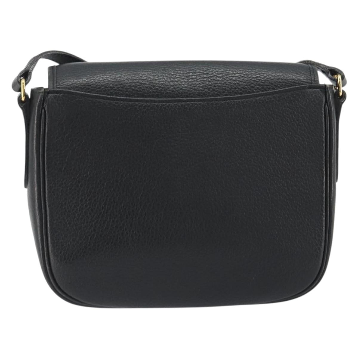 Burberrys Shoulder Bag Leather Black Gold Auth ep15508