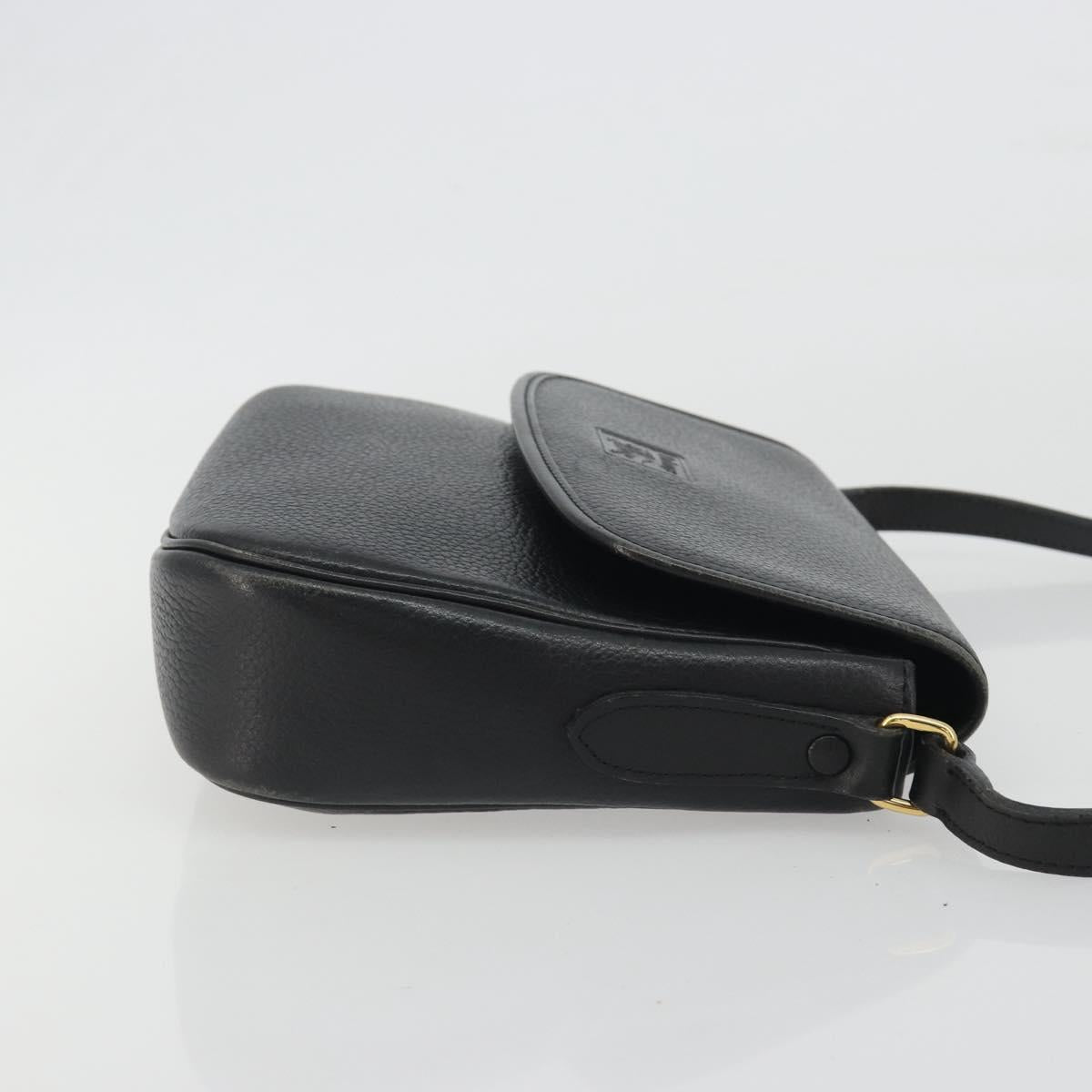 Burberrys Shoulder Bag Leather Black Gold Auth ep15508