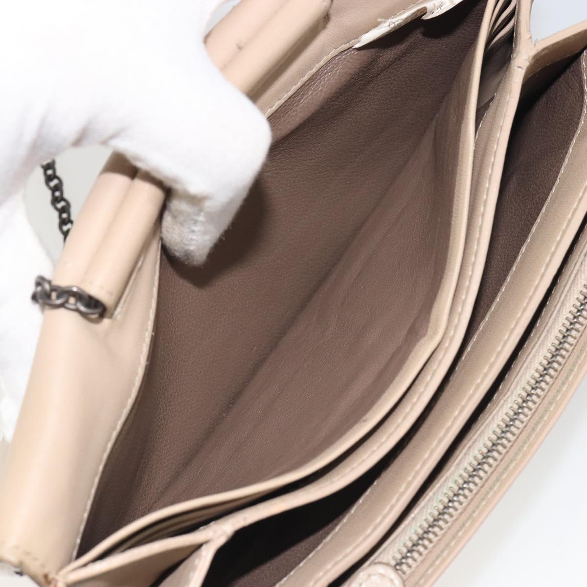 BOTTEGA VENETA INTRECCIATO Chain Shoulder Bag Leather Beige Auth ep15510