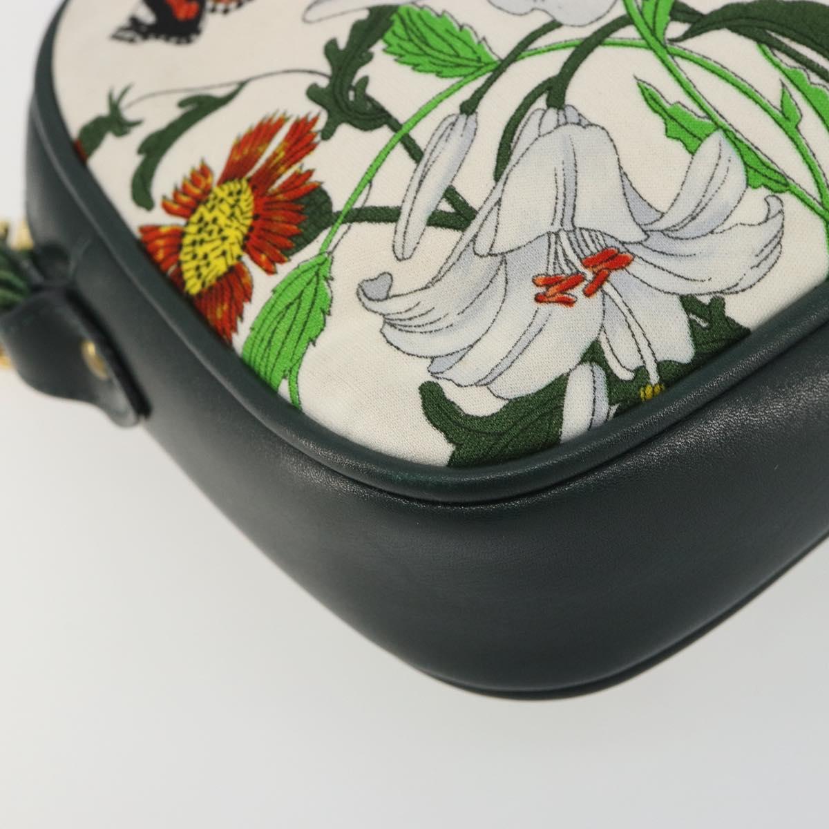GUCCI Shoulder Bag Canvas White Gold Auth ep15512A