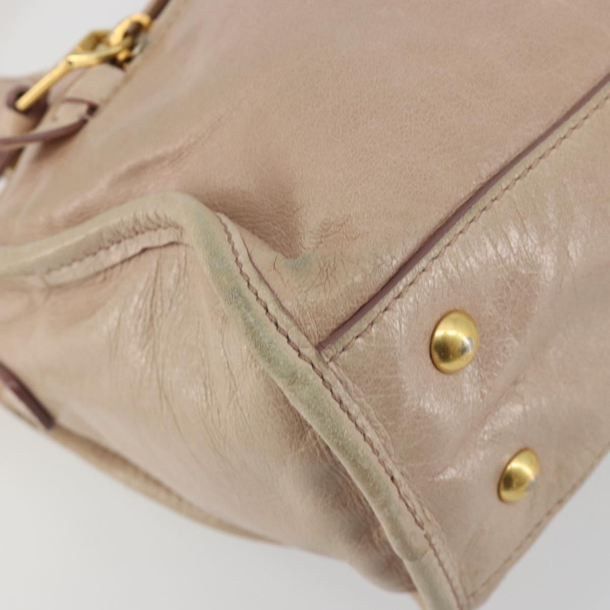Miu Miu Hand Bag Leather 2way Beige Gold Auth ep15515A
