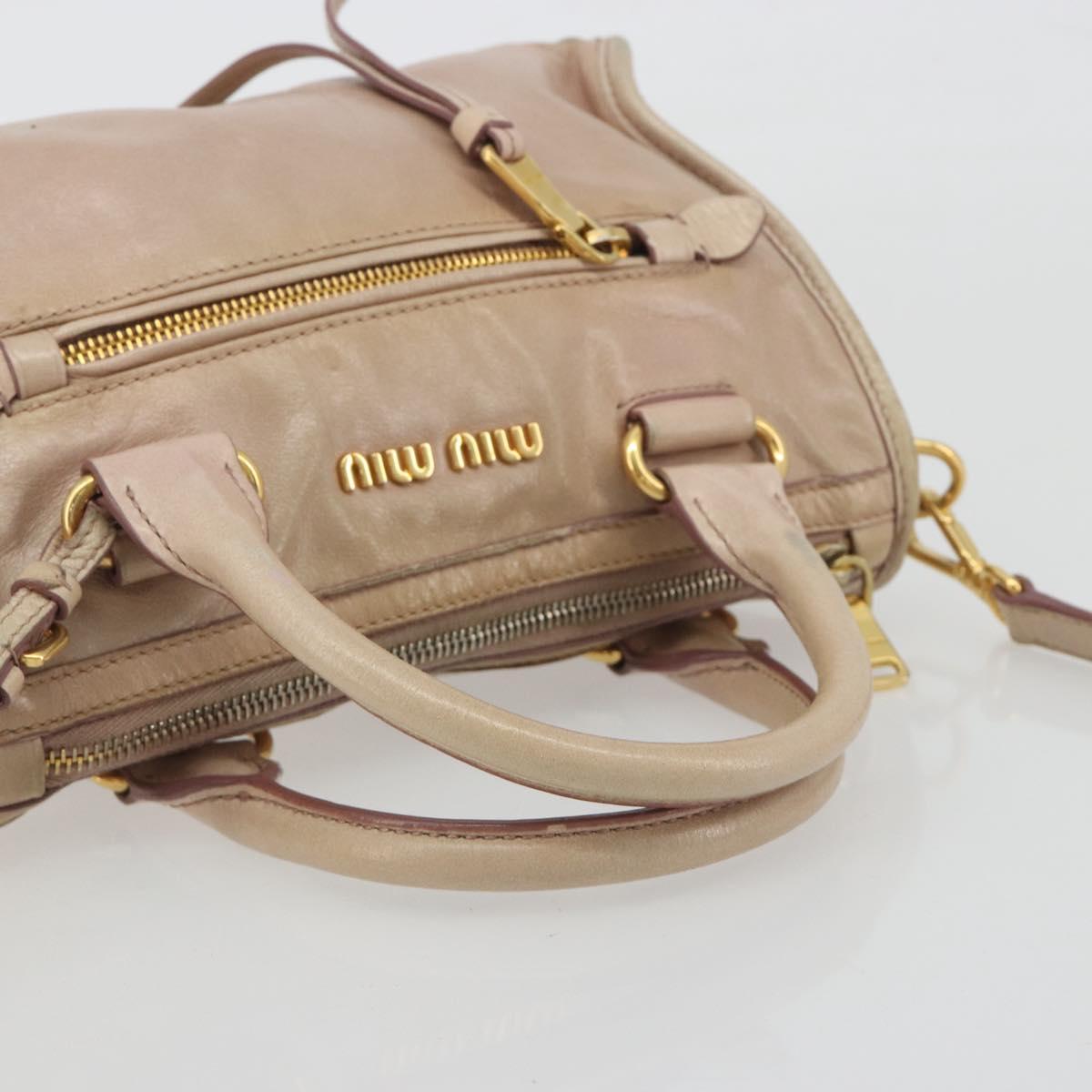 Miu Miu Hand Bag Leather 2way Beige Gold Auth ep15515A