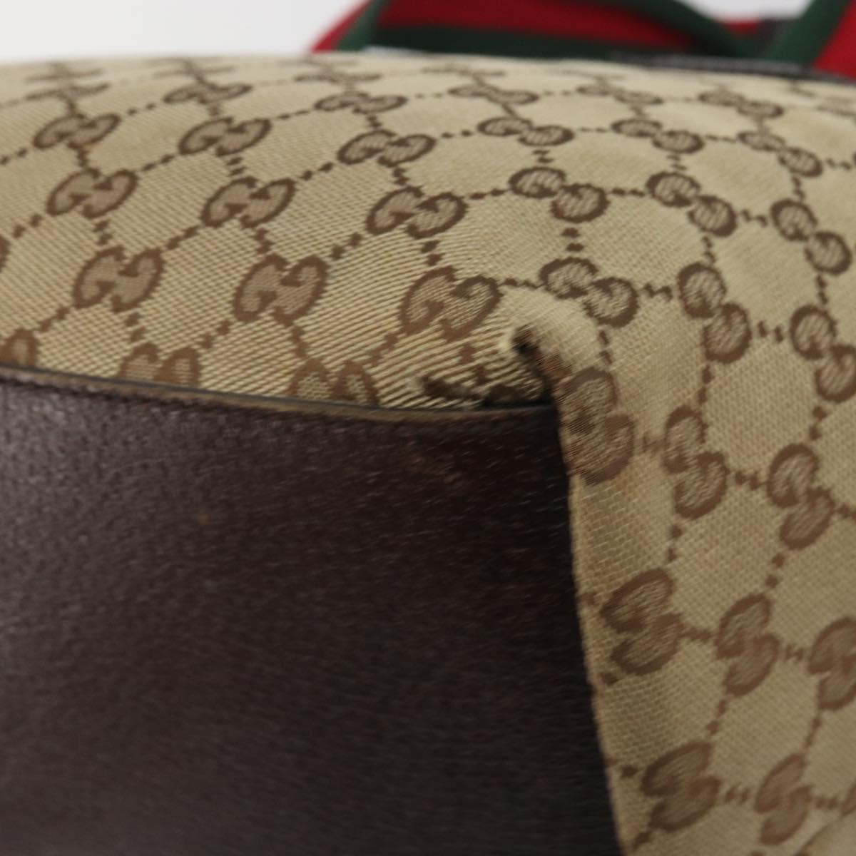 GUCCI GG Canvas Web Sherry Line Tote Bag Beige 131230 Auth ep15516