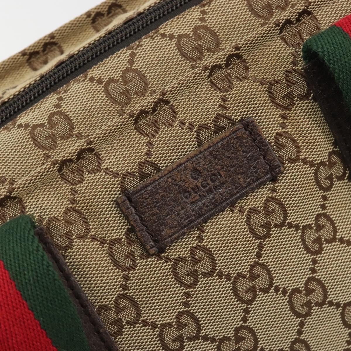 GUCCI GG Canvas Web Sherry Line Tote Bag Beige 131230 Auth ep15516