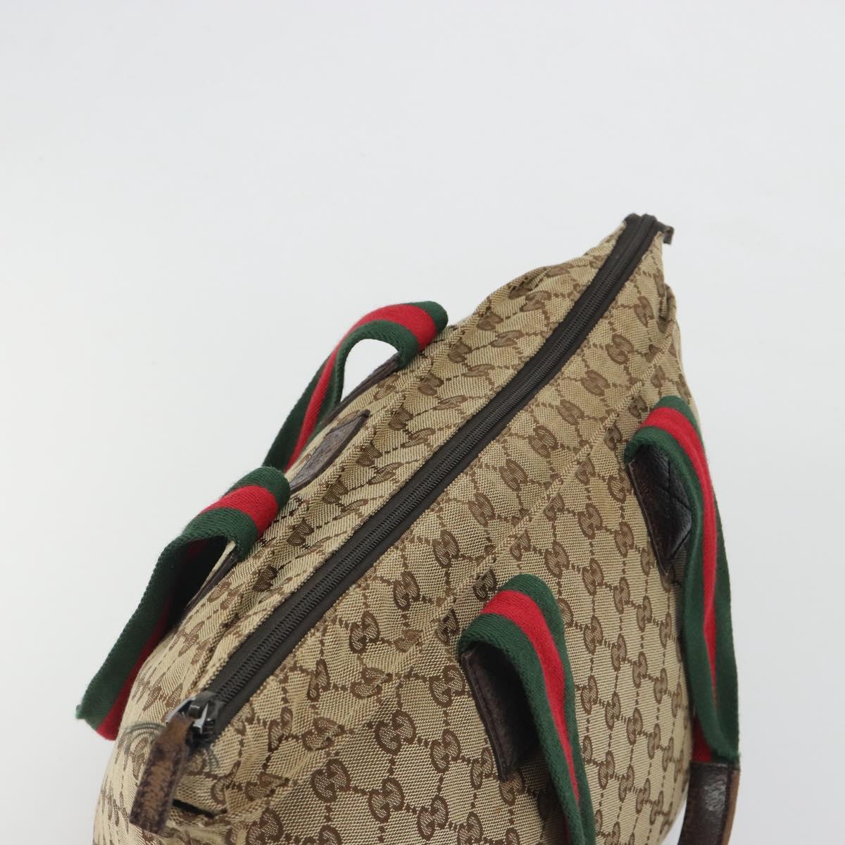 GUCCI GG Canvas Web Sherry Line Tote Bag Beige 131230 Auth ep15516