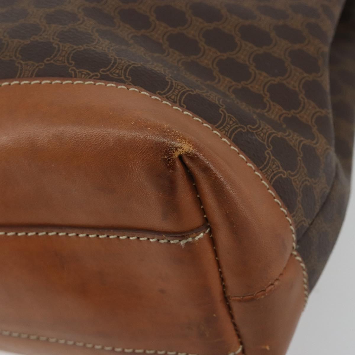 CELINE Macadam Canvas Tote Bag PVC Leather Brown Gold Auth ep15517