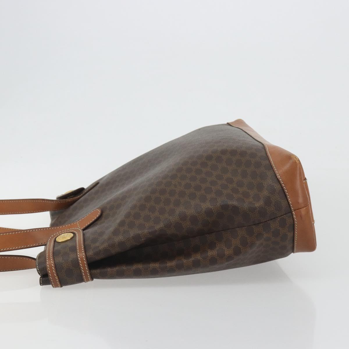 CELINE Macadam Canvas Tote Bag PVC Leather Brown Gold Auth ep15517