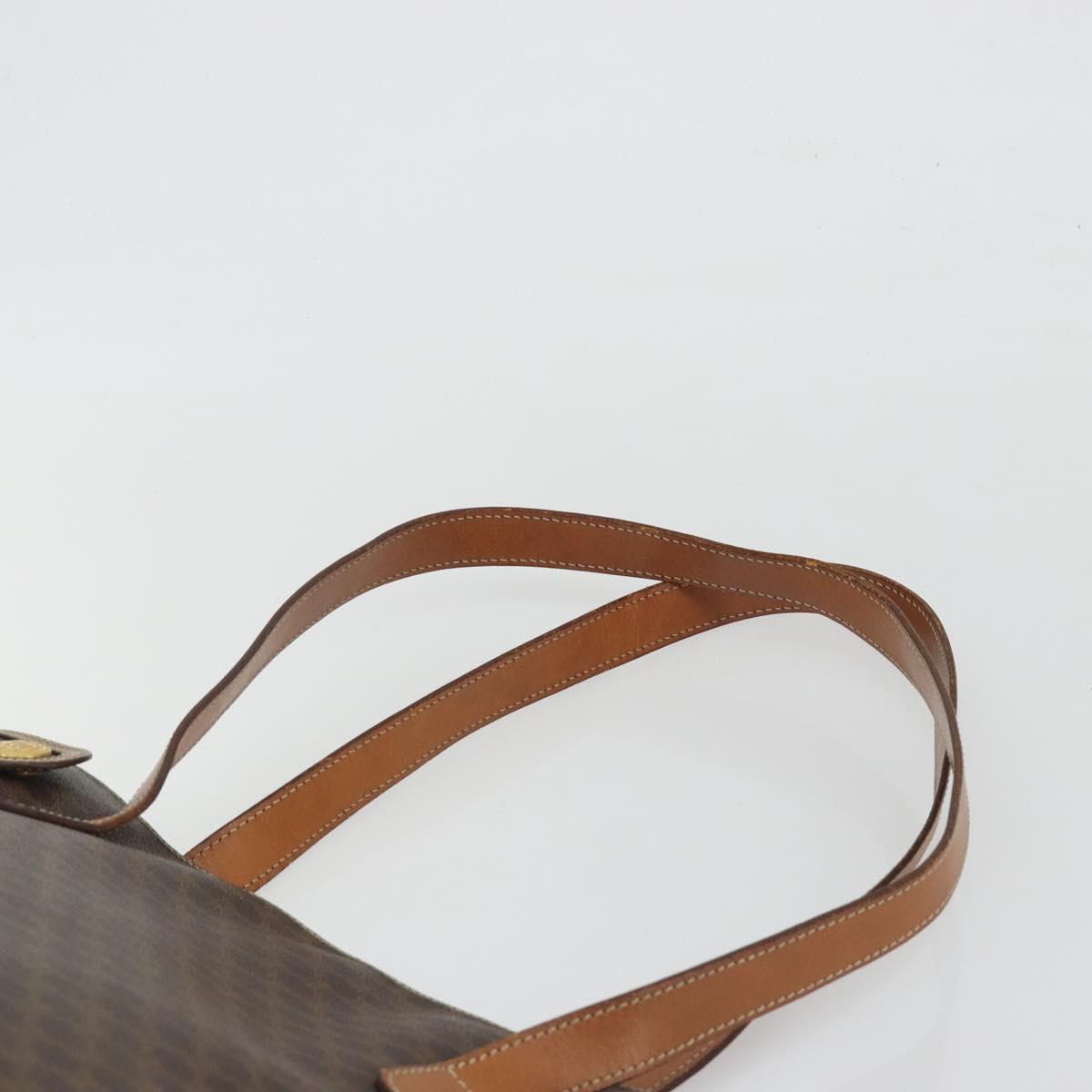 CELINE Macadam Canvas Tote Bag PVC Leather Brown Gold Auth ep15517