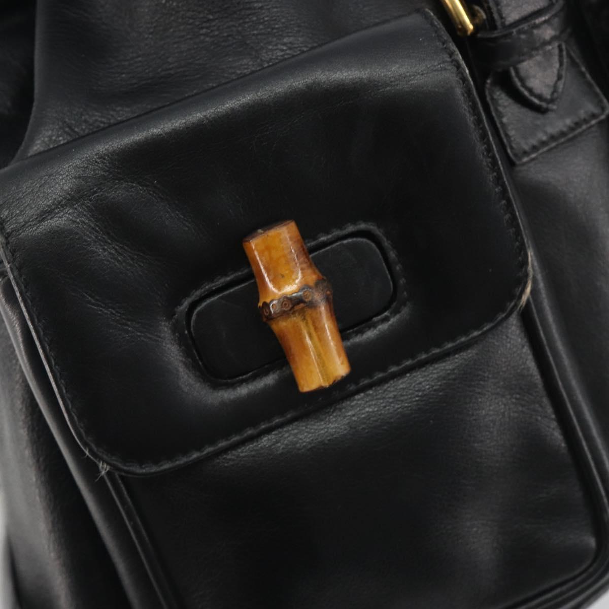 GUCCI Bamboo Backpack Leather Black Gold 003 2058 0016 Auth ep15518