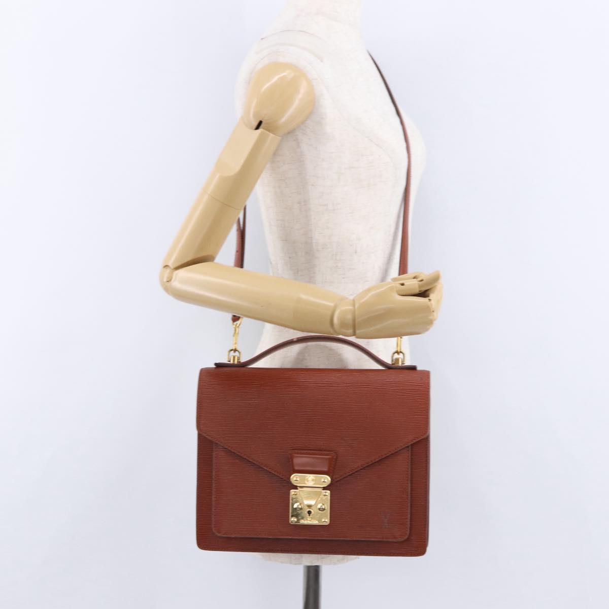 LOUIS VUITTON Epi Monceau 28 Hand Bag Brown M52123 LV Auth ep15520
