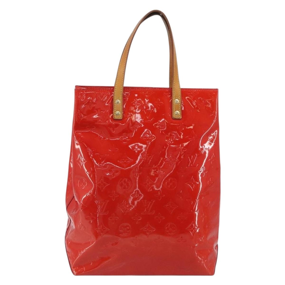 LOUIS VUITTON Monogram Vernis Reade MM Hand Bag Red Rouge M91086 LV Auth ep15522