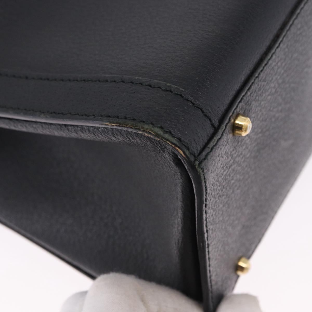GUCCI Bamboo Tote Bag Leather Black Gold 002 2853 0260 Auth ep15525