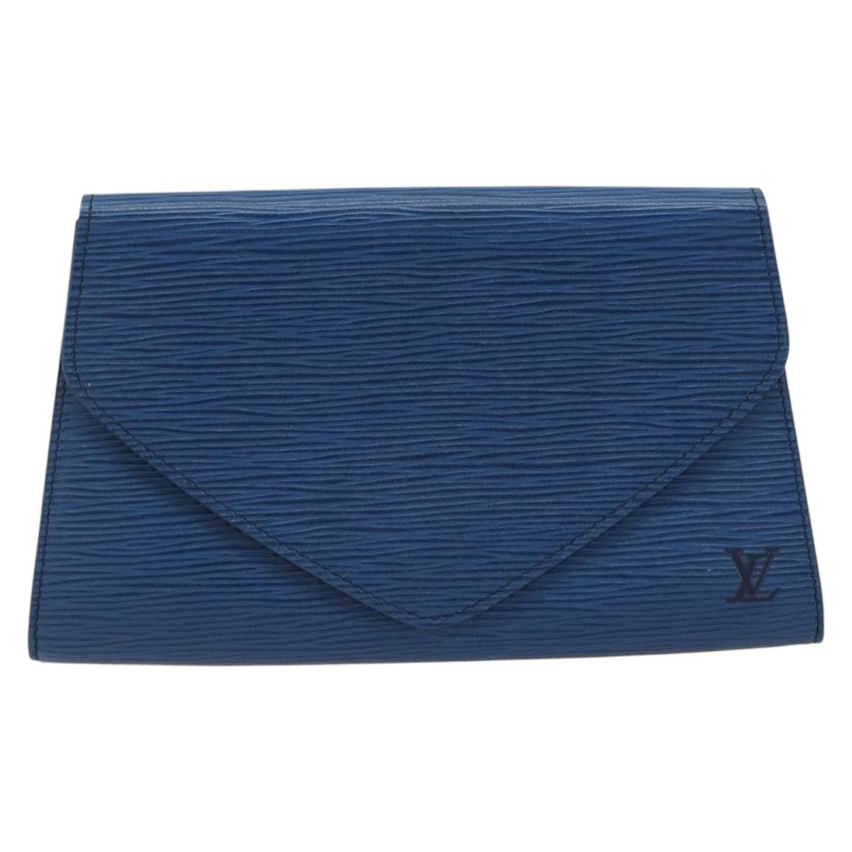 LOUIS VUITTON Epi Art Deco Clutch Bag Blue M52635 LV Auth ep15533