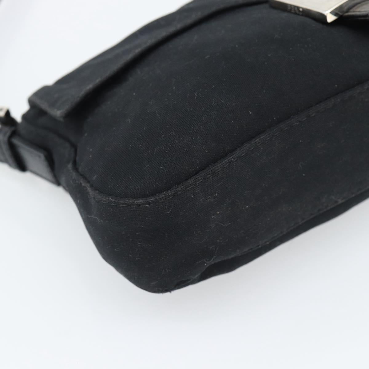 FENDI Mamma Baguette Shoulder Bag Cotton jersey Black Silver Auth ep15541