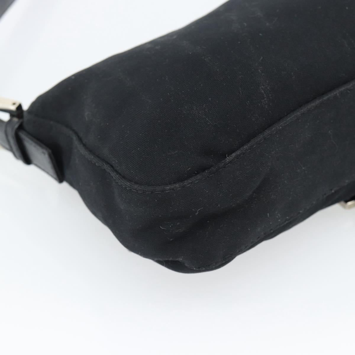 FENDI Mamma Baguette Shoulder Bag Cotton jersey Black Silver Auth ep15541