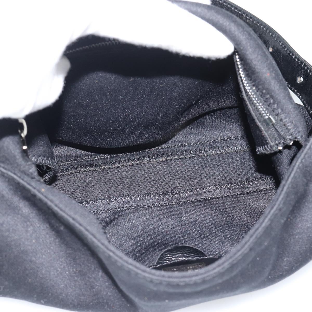 FENDI Mamma Baguette Shoulder Bag Cotton jersey Black Silver Auth ep15541