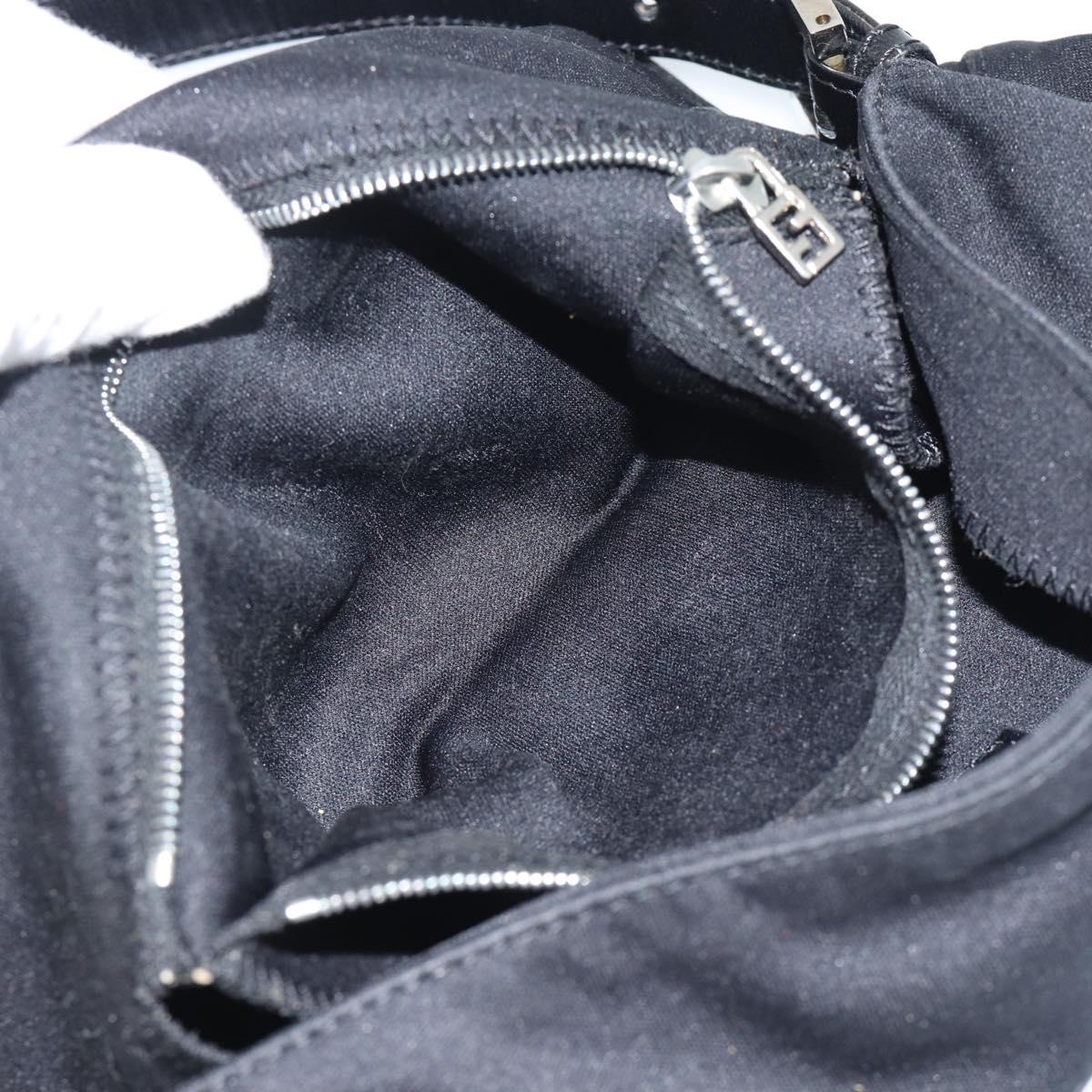 FENDI Mamma Baguette Shoulder Bag Cotton jersey Black Silver Auth ep15541