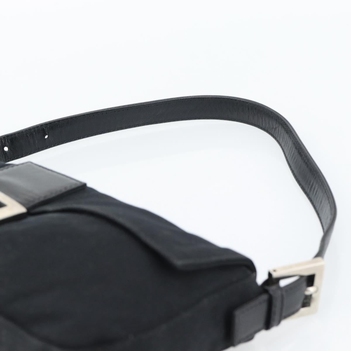 FENDI Mamma Baguette Shoulder Bag Cotton jersey Black Silver Auth ep15541