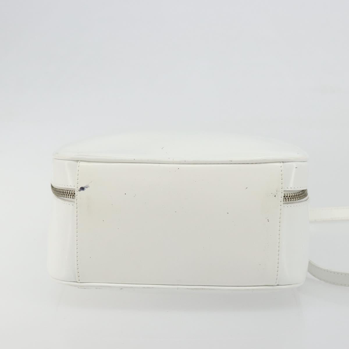 GUCCI Vanity Hand Bag Patent leather 2way White Silver 000 270 0323 Auth ep15543