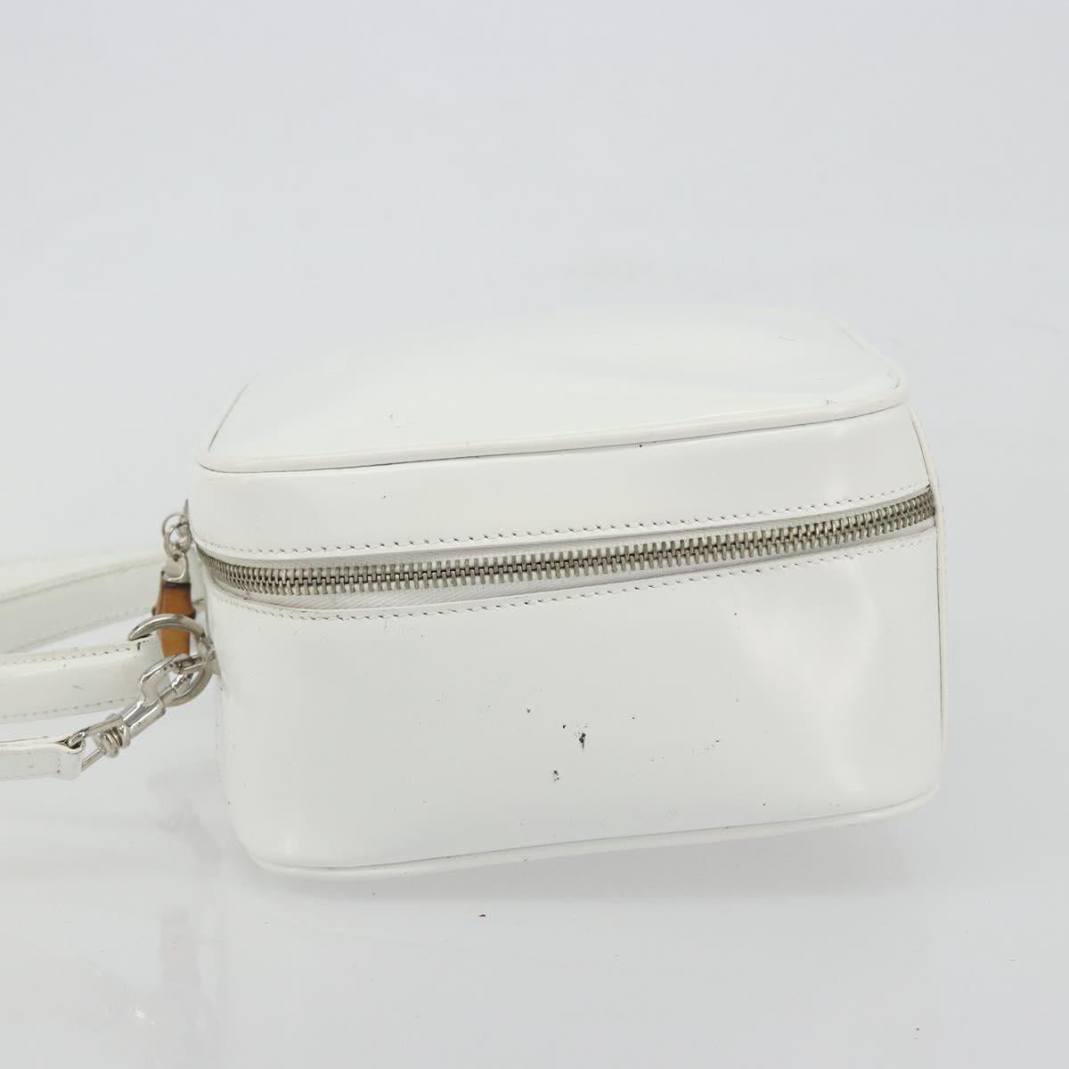 GUCCI Vanity Hand Bag Patent leather 2way White Silver 000 270 0323 Auth ep15543