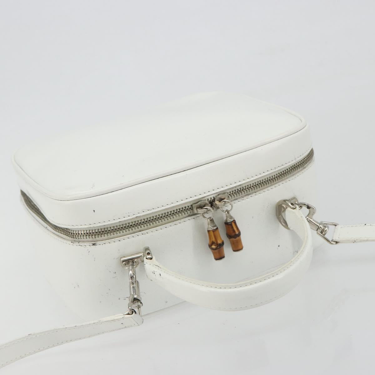 GUCCI Vanity Hand Bag Patent leather 2way White Silver 000 270 0323 Auth ep15543