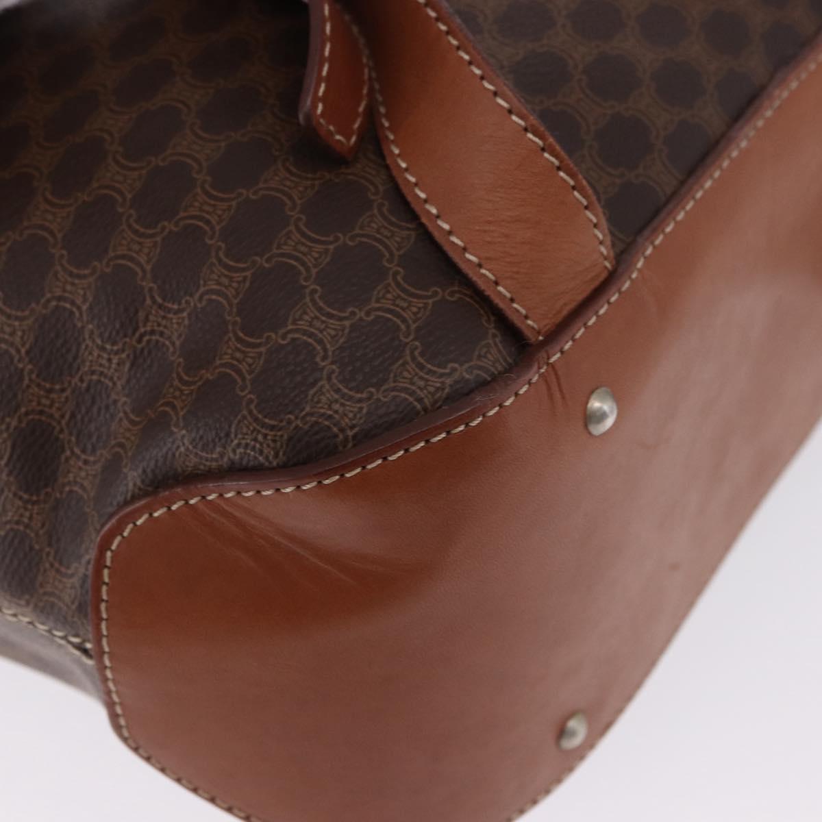 CELINE Macadam Canvas Backpack PVC Leather Brown Gold Auth ep15544A