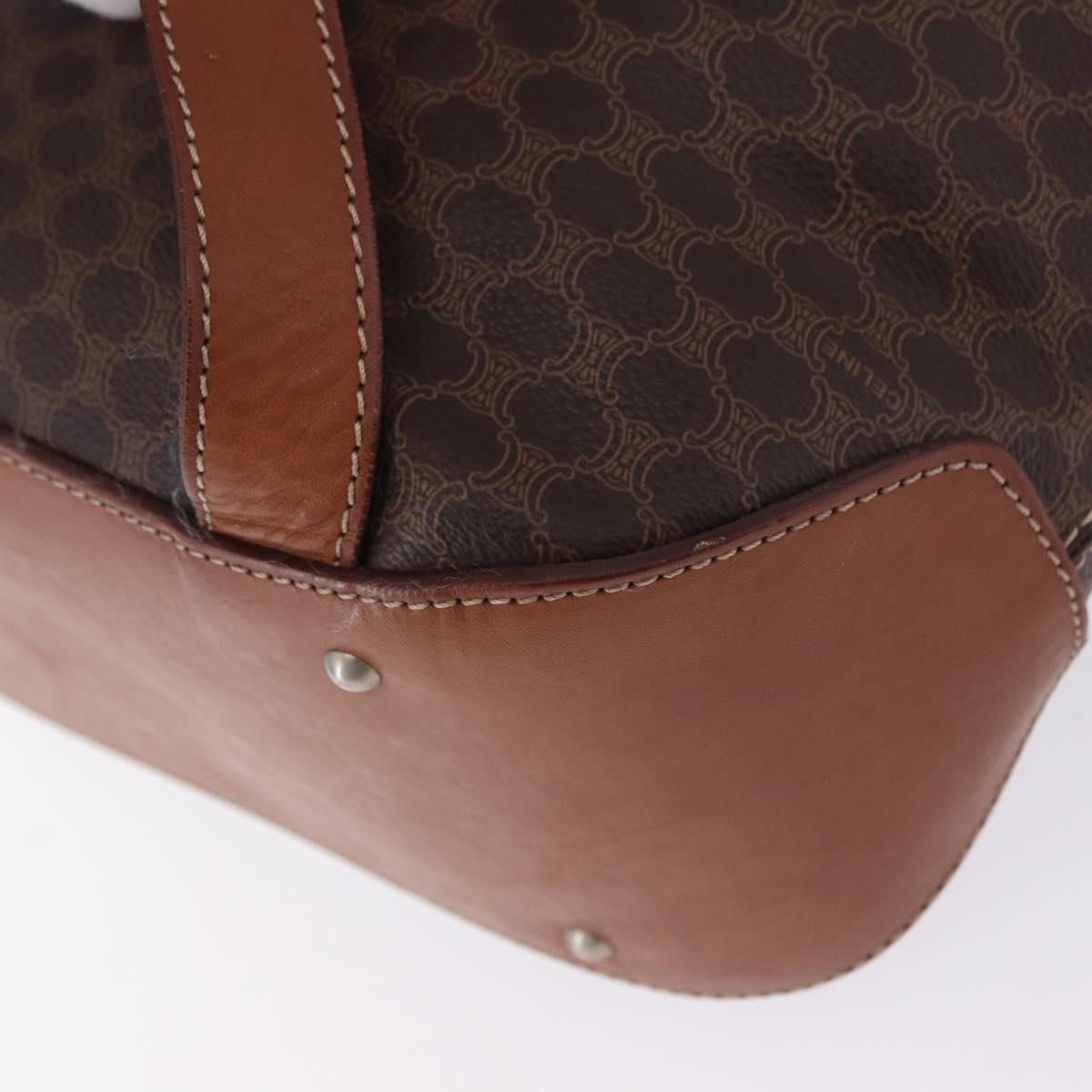 CELINE Macadam Canvas Backpack PVC Leather Brown Gold Auth ep15544A