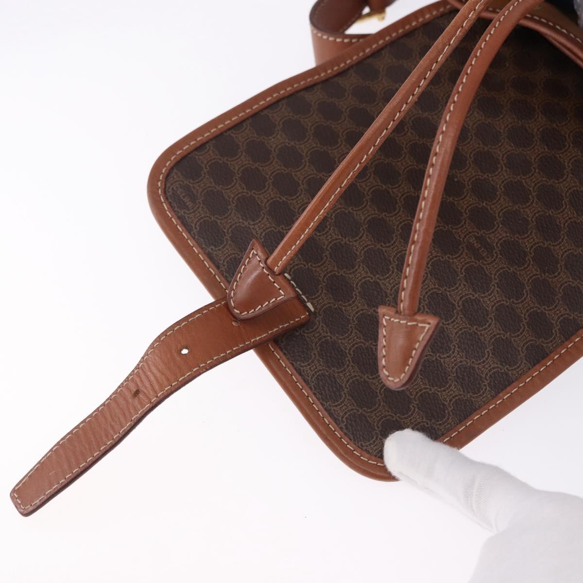 CELINE Macadam Canvas Backpack PVC Leather Brown Gold Auth ep15544A