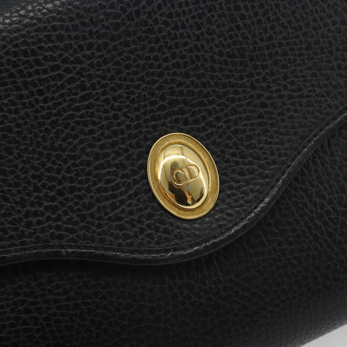 Christian Dior Shoulder Bag Leather Black Gold Auth ep15545A