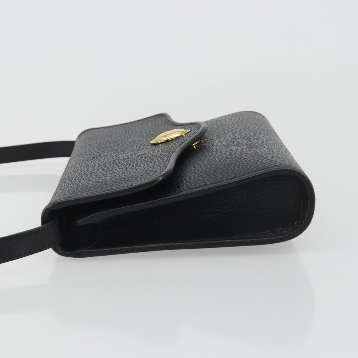 Christian Dior Shoulder Bag Leather Black Gold Auth ep15545A