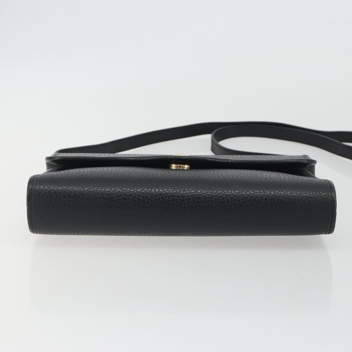 Christian Dior Shoulder Bag Leather Black Gold Auth ep15545A