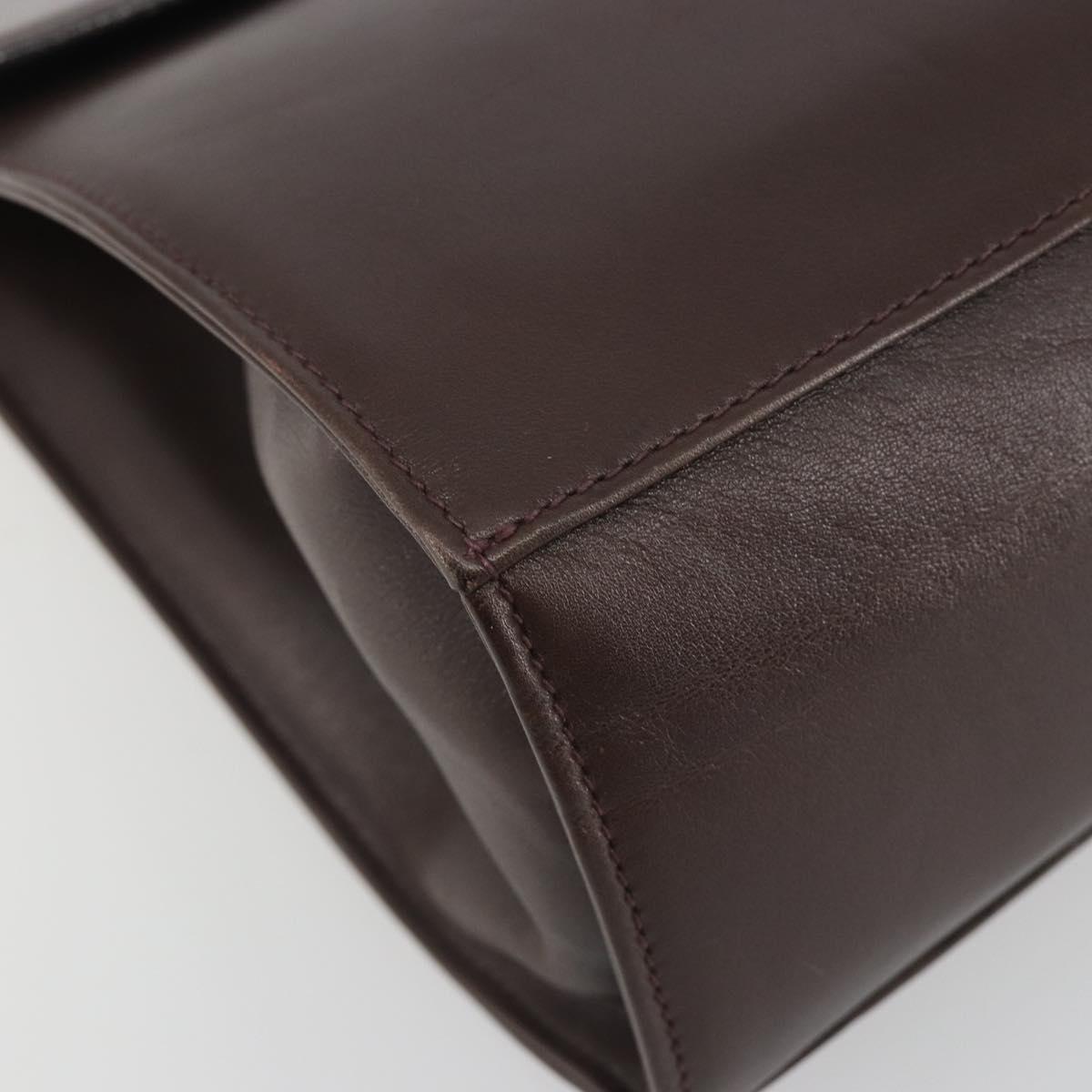 CELINE Hand Bag Leather Brown Gold Auth ep15547