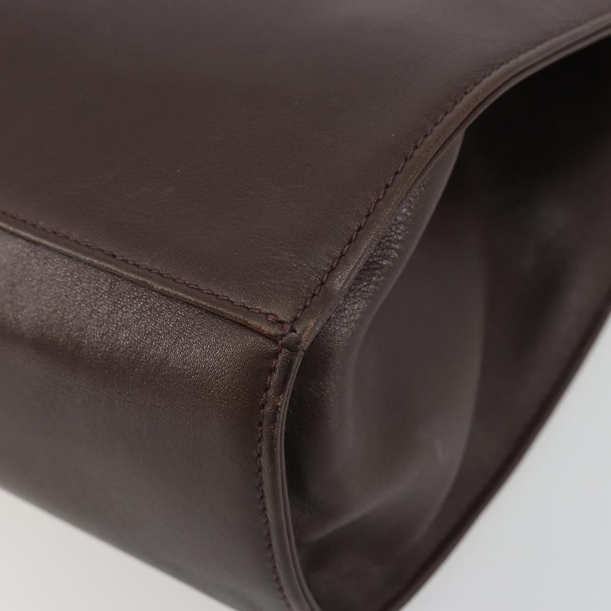 CELINE Hand Bag Leather Brown Gold Auth ep15547