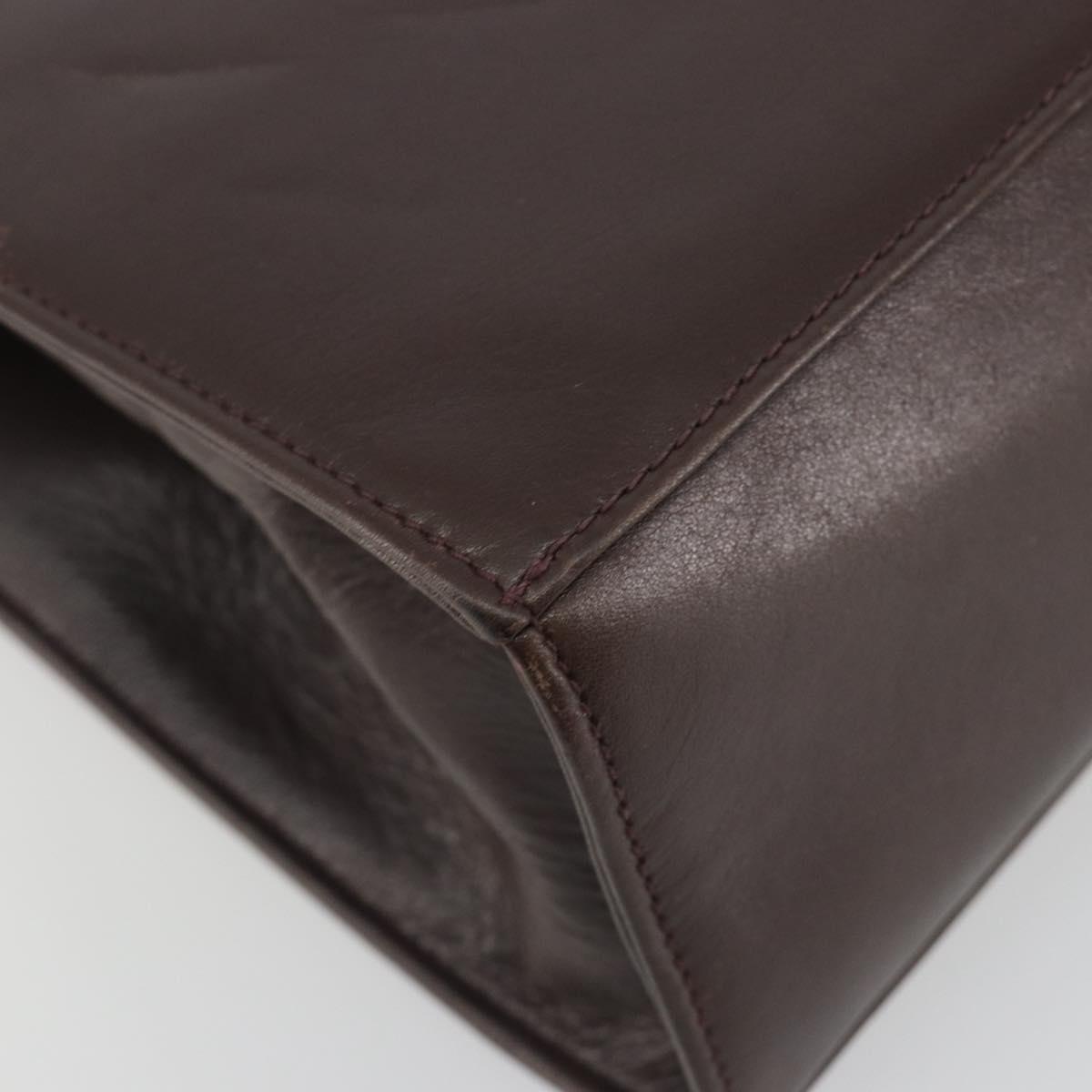 CELINE Hand Bag Leather Brown Gold Auth ep15547