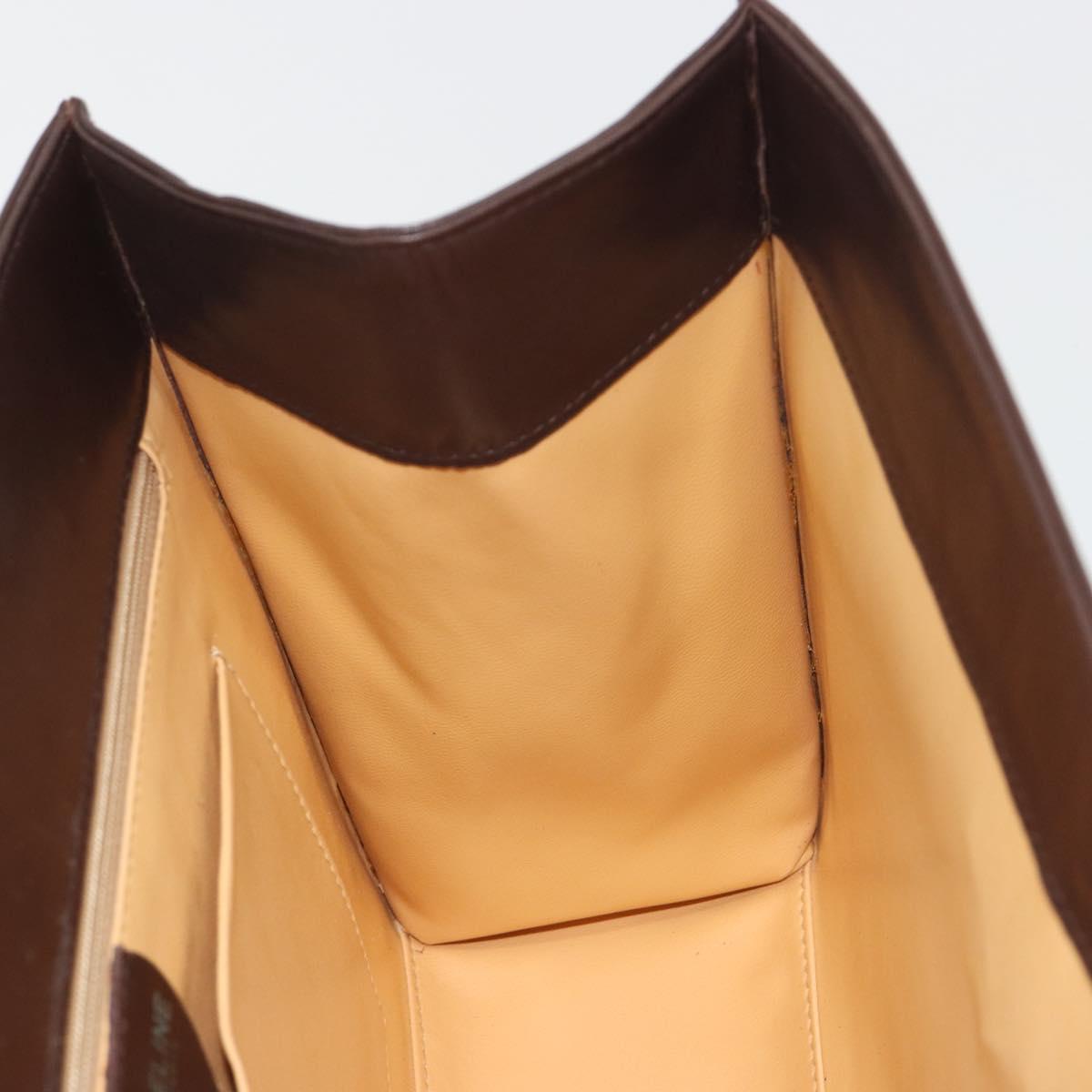 CELINE Hand Bag Leather Brown Gold Auth ep15547