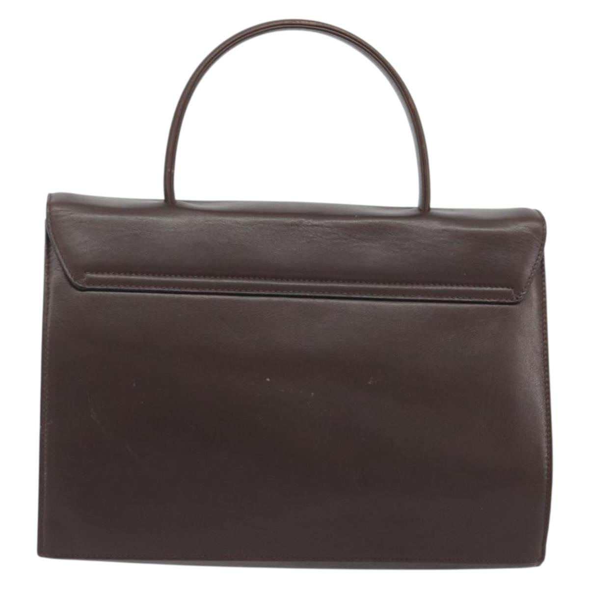 CELINE Hand Bag Leather Brown Gold Auth ep15547