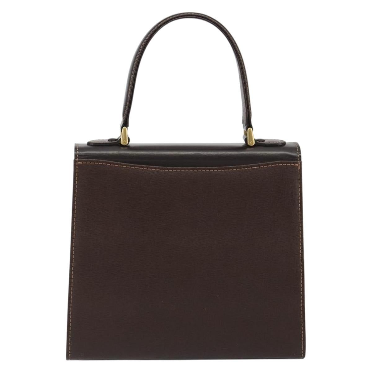 Burberrys Hand Bag Leather Brown Gold Auth ep15549A