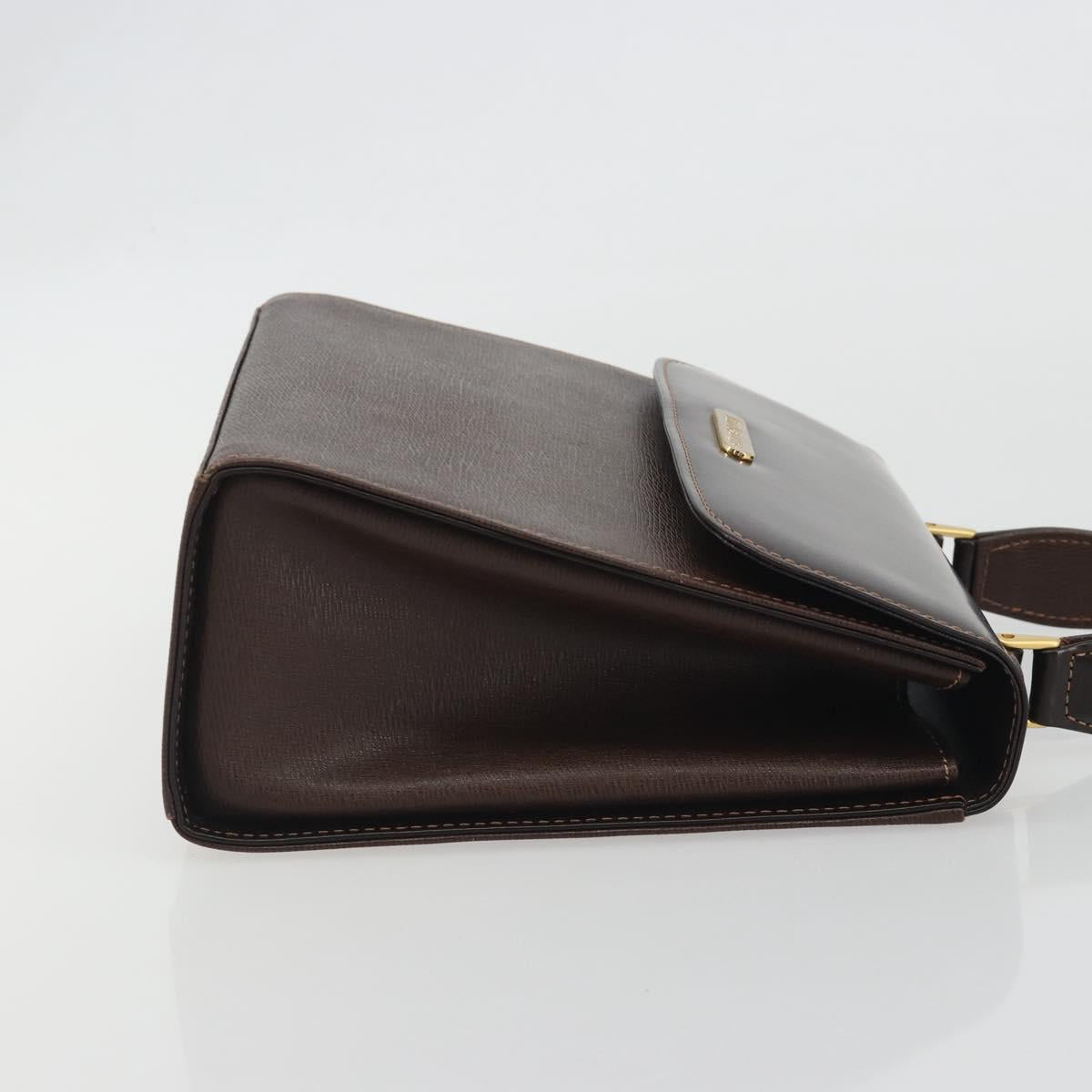 Burberrys Hand Bag Leather Brown Gold Auth ep15549A
