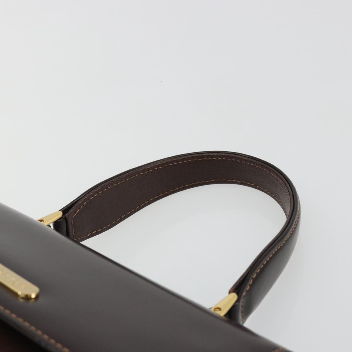 Burberrys Hand Bag Leather Brown Gold Auth ep15549A