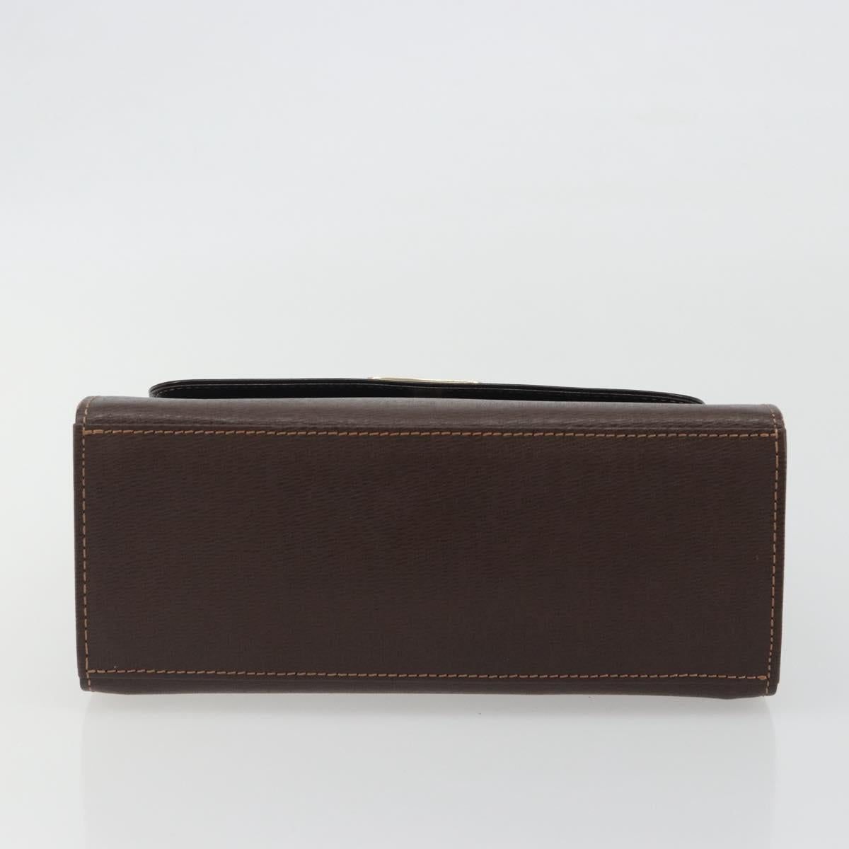 Burberrys Hand Bag Leather Brown Gold Auth ep15549A