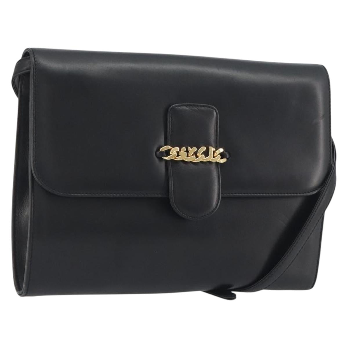 GUCCI Shoulder Bag Leather Black Gold 004 109 0253 Auth ep15553