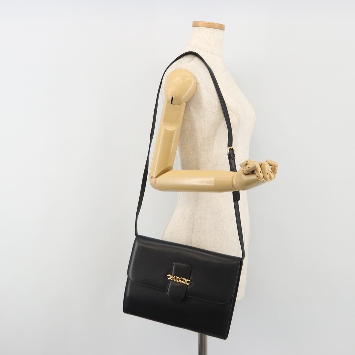 GUCCI Shoulder Bag Leather Black Gold 004 109 0253 Auth ep15553